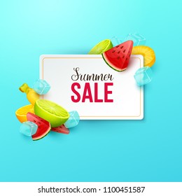 Summer background with fruits. Vector illustration.