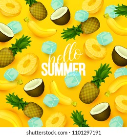 Summer background with fruits. Vector illustration.