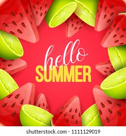 Summer background with fruits. Vector illustration.