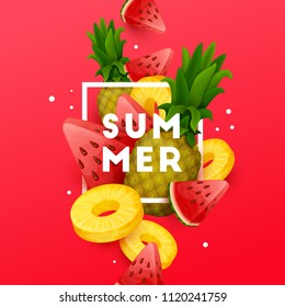 Summer background with fruits. Vector illustration. Summer background with fruits. Vector illustration.