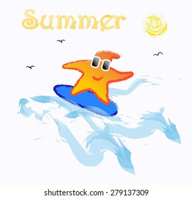 Summer background, funny sea star