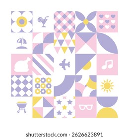 Summer background geometric shapes flat