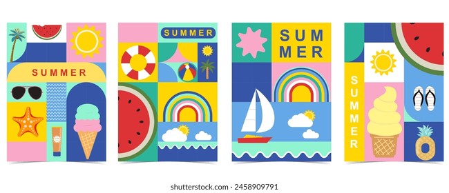 summer background with geometric style.illustration vector for a4 vertical design