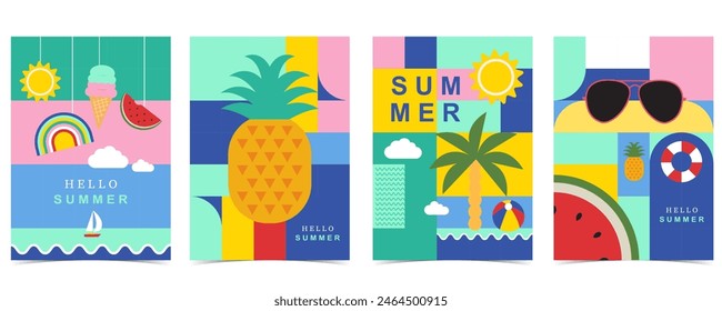 summer background with geometric style.illustration vector for a4 vertical design