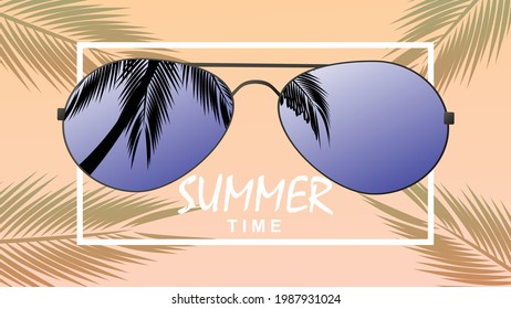 Sommerhintergrund mit Brille. Vektorhintergrund für Banner, Poster, Karten, Postkarten, Cover, Broschüren.