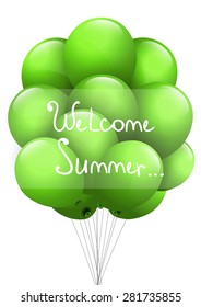 Summer background with green balls.Welcome summer.