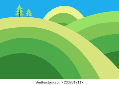  summer background. green field meadow at hill.