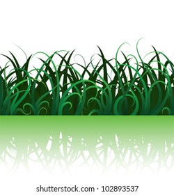 Summer background with green grass, seamless vector illustration. Raster version available in my portfolio