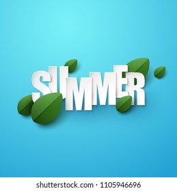 Summer background with green leaves. Vector illustration.
