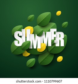 Summer background with green leaves. Vector illustration.