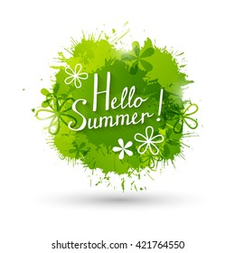 Summer background with green paint splashes