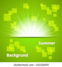 Summer Background. Green Sun Set Backdrop.