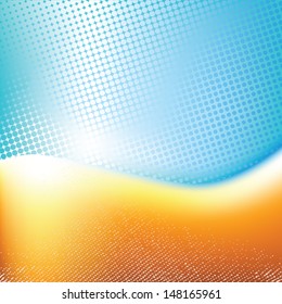 Summer background with halftone, vector illustration