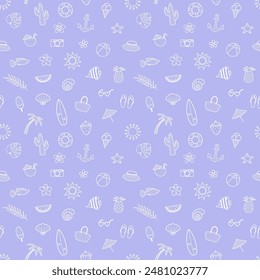 Summer background with hand drawn elements. Creative seamless pattern. Vector illustration