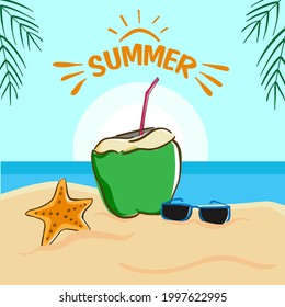 Summer Background. Handraw Vector Illustration 