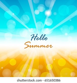 Summer background with Hello summer text