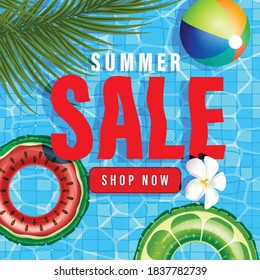 Summer background holidays elements promotion  shopping,Summer promo web banner template background vector 3D style