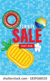 Summer background holidays elements promotion  shopping,Summer promo web banner template background vector 3D style