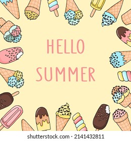 Fondo de verano con helado