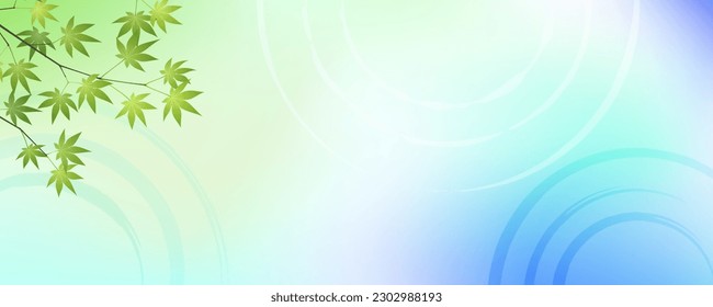 Ilustración de fondo de verano con arce azul, ondas superficiales de agua y gradiente. Ilustración vectorial.