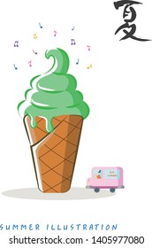 Summer background illustration / chiness character for “summer”