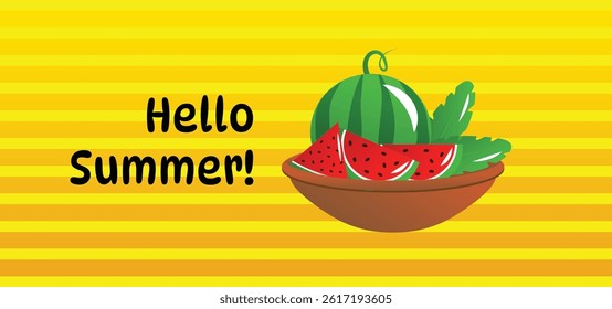 Summer Background Illustration with Fruits.
