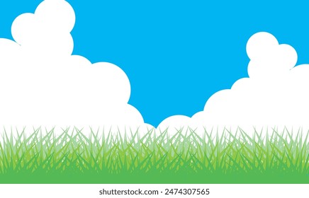 Summer background illustration material of thunder clouds and green grass