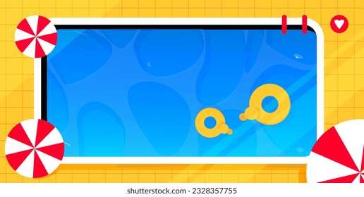 Summer background with illustration of swimming pool and duck float