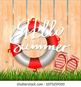 Summer background with inscription hello summer. Vector illustration