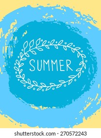 Summer background. Invitation card. Hand Drawn textures made with ink. 