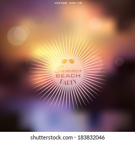 Summer background. Label with hand drawn element.
