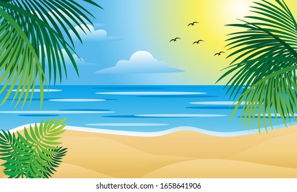 Summer Background. Landscape with Beach view. Eps 10