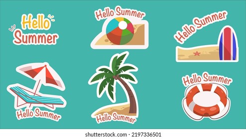 Summer background and landscape flat illustration 