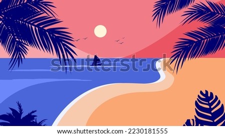 Summer. Background of landscape of sea and beach