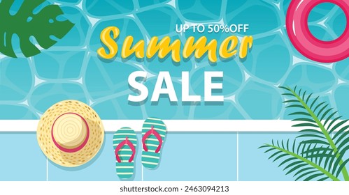 Summer background layout banner design. Horizontal poster, greeting card, header, vector illustration 
