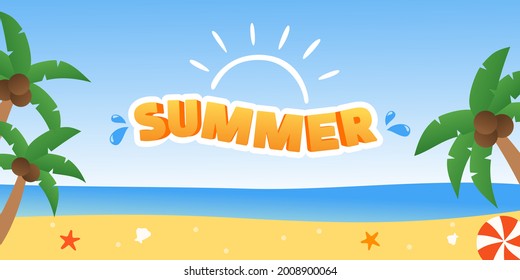 summer background layout banner. Horizontal poster, website header, greeting card. summer background design.