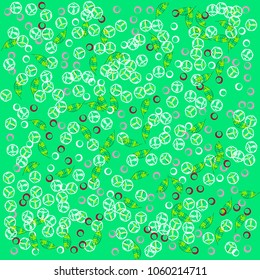Summer background with leaves, ice and bubbles. Cocktail. Mint with ice.