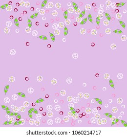 Summer background with leaves, ice and bubbles. Cocktail. Mint with ice.