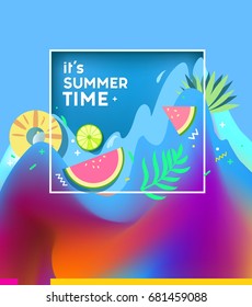 summer background with Liquid color covers. Fluid shapes composition. Futuristic design posters. Eps10 vector.