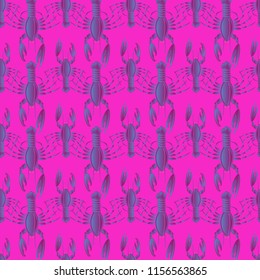 Summer background lobster multicolor sea seamless.