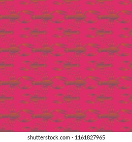 Summer background lobster multicolor sea seamless.