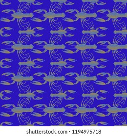 Summer background lobster multicolor sea seamless.