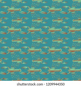 Summer background lobster multicolor sea seamless.