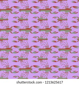 Summer background lobster multicolor sea seamless.