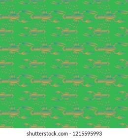 Summer background lobster multicolor sea seamless.