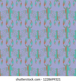 Summer background lobster multicolor sea seamless.