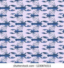 Summer background lobster multicolor sea seamless.