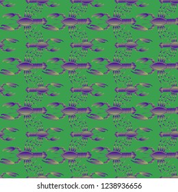 Summer background lobster multicolor sea seamless.