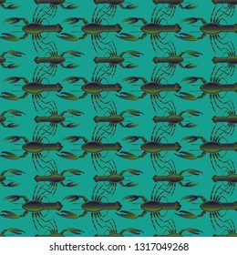 Summer background lobster multicolor sea seamless.