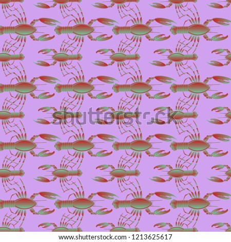 Summer background lobster multicolor sea seamless.
